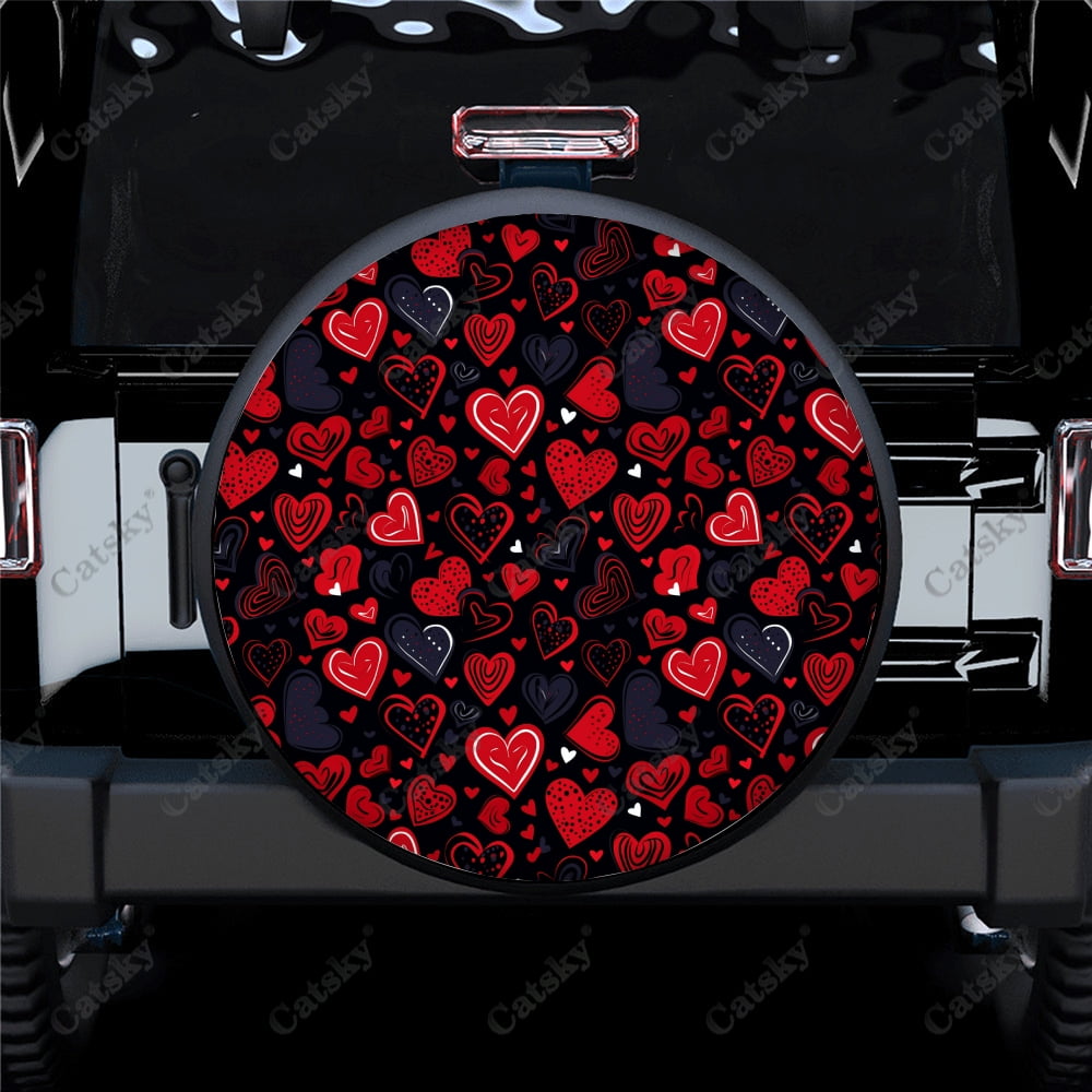 Hearts Hand Drawing Cute Pattern Polyester Universal Spare Wheel Tire