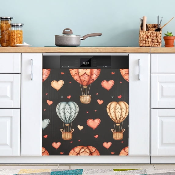 Hearts and Hot Air Balloons Dishwasher Magnetic Covers Magnet Sticker Kitchen Decor Dishwasher Refrigerator Front Door Covers Decorative Magnetic 23" x 26"