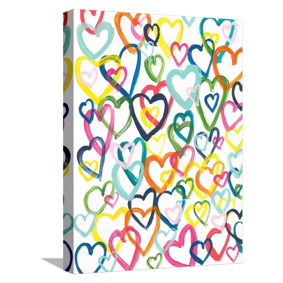 Art.com Hearts In Multiples Stretched Canvas Print Wall Art by Bronwyn Baker, 12" x 16"