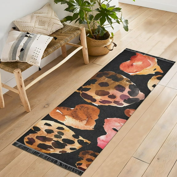 Hearts Leopard Skin Runner Rug Machine Washable Area Rugs Carpet Non Slip Entryway Mat for Bedroom Entryway Front Door