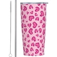 thumbnail image 1 of Hearts Leopard Tumbler 20oz Heart Stainless Steel Insulated Tumblers with Lid and Straw Cute Pink Travel Coffee Mug Tea Wine Cups Water Bottle Gifts for Women, 1 of 6