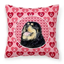Hearts Love and Valentine's Day Dog Portrait Fabric Decorative Pillow