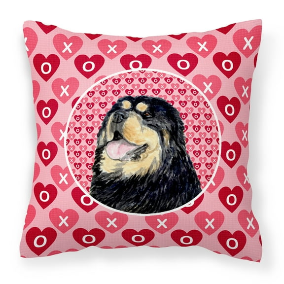 Hearts Love and Valentine's Day Dog Portrait Fabric Decorative Pillow