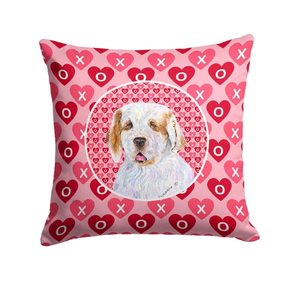 Hearts Love and Valentine's Day Dog Portrait Fabric Decorative Pillow