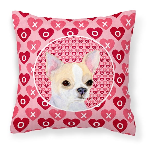 Hearts Love and Valentine's Day Dog Portrait Fabric Decorative Pillow