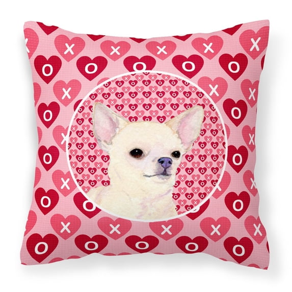 Hearts Love and Valentine's Day Dog Portrait Fabric Decorative Pillow