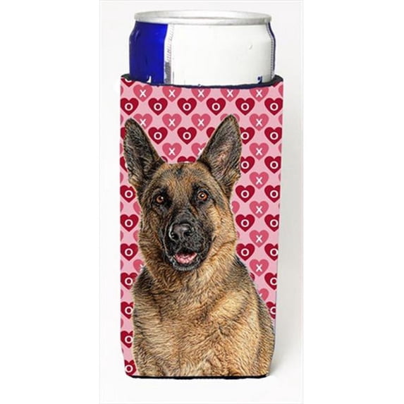 Hearts Love and Valentines Day German Shepherd Michelob Ultra bottle sleeves for slim cans