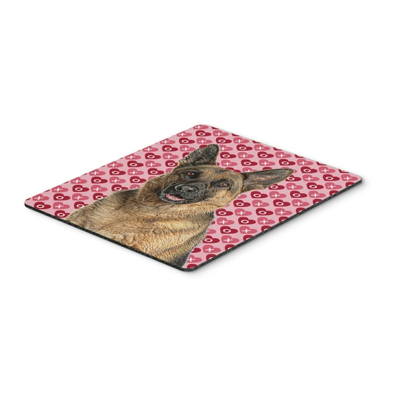 "Hearts Love and Valentines Day German Shepherd Mouse Pad Hot Pad or Trivet"