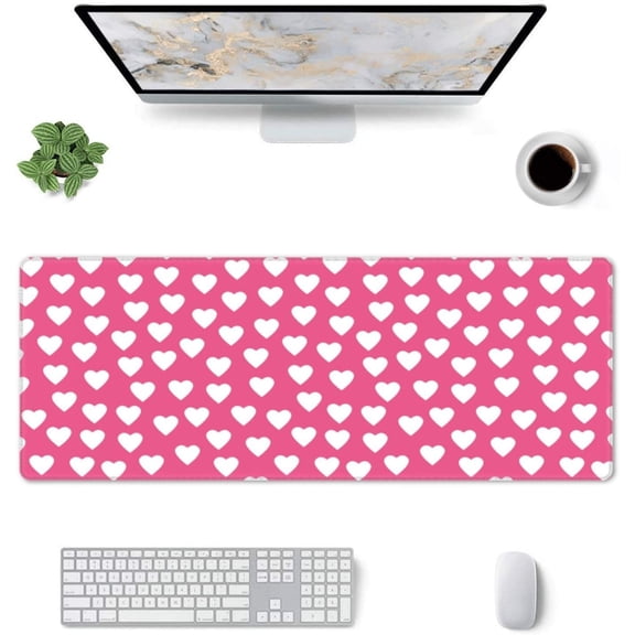 Hearts -Mouse Pad, Big Desk Mat, Extended Gaming Mouse Pad, Mouse Mat with Non-Slip Rubber Base ＆ Stitched, 31.5 X 11.8 in Large Desk Pad for Keyboard, Mouse, Home and Office
