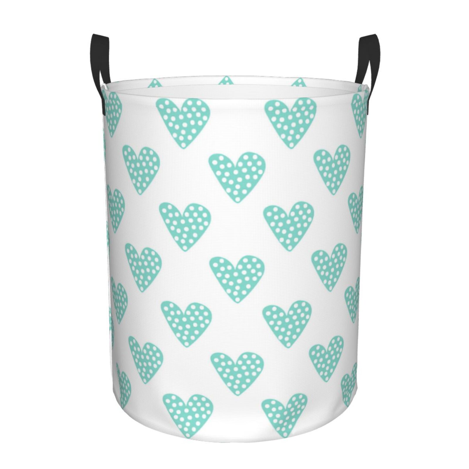 Hearts Of Love Mint Green Teal Laundry Basket Freestanding Large
