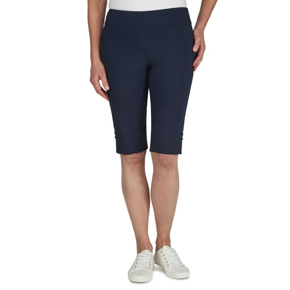 Hearts Of Palm Womens Petite Solid Color Tech Stretch Skimmer With Elastic Waistband