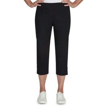 Hearts Of Palm Womens Petite Solid Pull-On Capri Pants With Detailed Split Hem