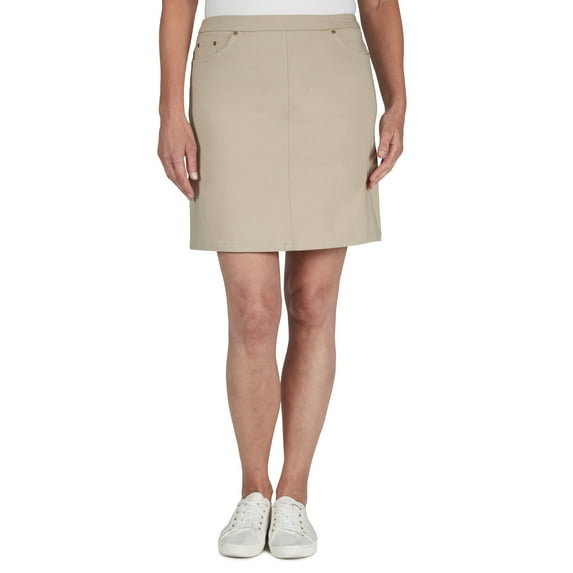 Hearts Of Palm Womens Petite Tech Stretch Pull On Skort With Elastic Waistband