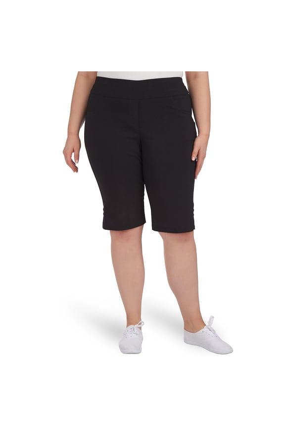 Womens Plus-Size Solid Color Tech Stretch Skimmer With Elastic Waistband