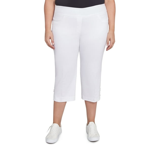 Hearts Of Palm Womens Plus-Size Solid Pull-On Capri Pants With Detailed Split Hem