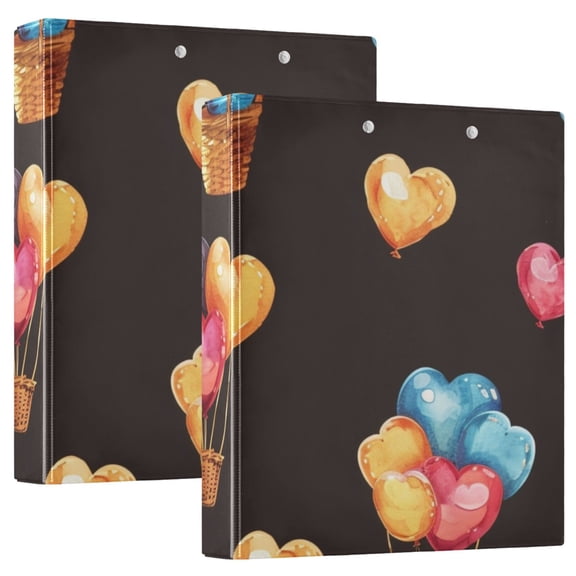 Hearts Or Balloon 3 Ring Binders 1.5 inch Hardcover File Folders with Interior Pockets A4 Size Organizer for School Office Hospital