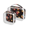 thumbnail image 1 of Hearts Or Balloon Clear Cosmetic Bags with Handles PVC Toiletry Bags Zipper Waterproof Portable for Traveling 2 Pcs, 1 of 7