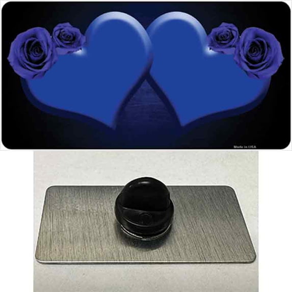 Hearts Over Roses In Blue Novelty Metal Hat Pin 1.5" x 0.75" Hat Pin (PIN)