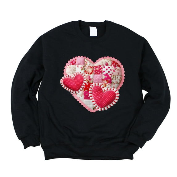 Hearts Patchwork Print - Women's Graphic Sweatshirt