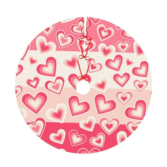 Hearts Pattern Christmas Tree Skirt 30" , Xmas Tree Skirt Home Decoration New Year Holiday Party Ornaments Tree Mat