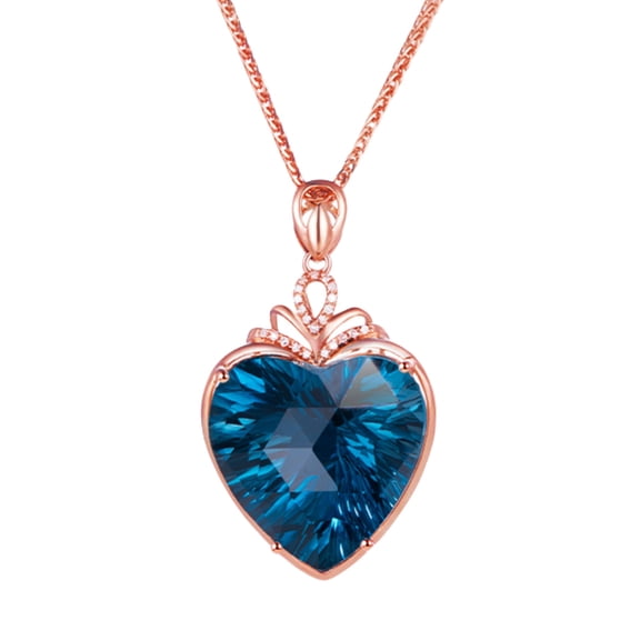 Hearts Pendant Necklace on Gold-Plated Sterling Silver with Premium Gemstones. A Piece of Your Heart to Symbolize Deep and Eternal Love