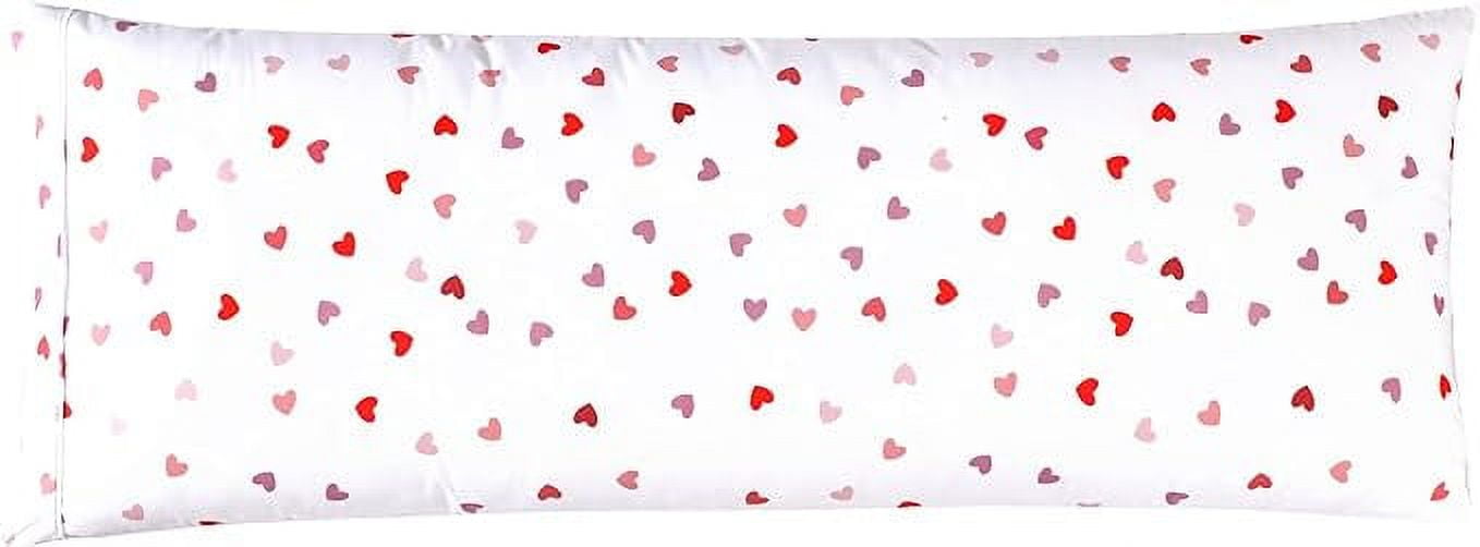 Hearts Pint Pillowcase - 1500 Series Hotel Quality Microfiber, Soft and Smooth Hidden Zipper Closure - Body Pillowcase, Valentina