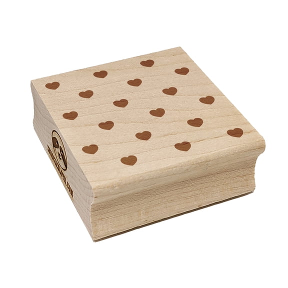 Hearts Polka Dots Square Rubber Stamp Stamping Scrapbooking Crafting - Small 1.25in