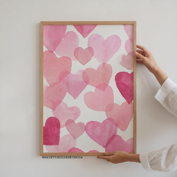Hearts Poster, Pink Valentine'S Day Decor, 24x36 UNFRAMED