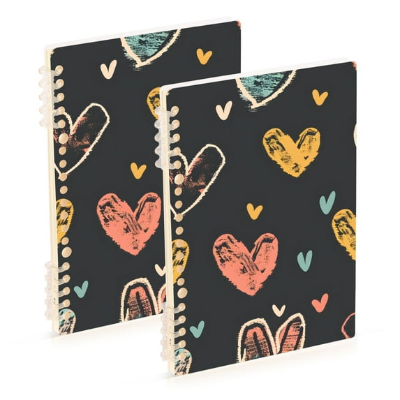 Hearts Ring Binder Notebook Journey Note Diary College Ruled Spiral Notebook Study Loose Leaf Paper A5 60 Pages