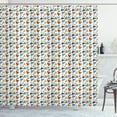 thumbnail image 1 of Hearts Shower Curtain, Patchwork Style Mosaic Tile Built-in Pointy Icons Vintage Polka Dots Chevron Zigzags, Fabric Bathroom Set with Hooks, 69W X 70L Inches, Multicolor, by Ambesonne, 1 of 3
