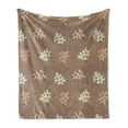 thumbnail image 1 of Hearts Soft Flannel Fleece Blanket, Animal Skin Leopard Print Along Mandala Style Ornaments Rhythmic Pattern, Cozy Plush for Indoor and Outdoor Use, 50" x 70", Cocoa Pastel Green Tan, by Ambesonne, 1 of 5