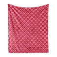 thumbnail image 1 of Hearts Soft Flannel Fleece Throw Blanket, Colorful Graphic Tile Pattern with Hearts in Drop Shapes Valentines Day, Cozy Plush for Indoor and Outdoor Use, 50" x 70", Pink Red Orange, by Ambesonne, 1 of 5