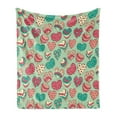 thumbnail image 1 of Hearts Soft Flannel Fleece Throw Blanket, Colorful Shapes on Pale Green Backdrop Flowers Dots Cheerful Love Valentine's Day, Cozy Plush for Indoor and Outdoor Use, 70" x 90", Multicolor, by Ambesonne, 1 of 5