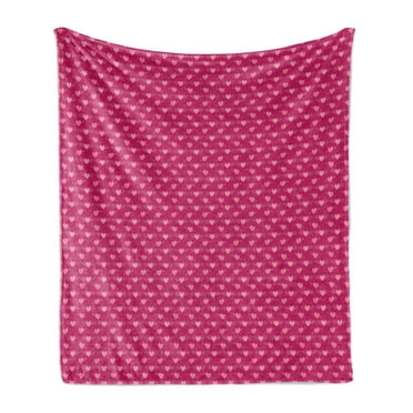 Hearts Soft Flannel Fleece Throw Blanket, Doodle Style Pink Love Valentines Day Themed Arrows and Wings, Cozy Plush for Indoor and Outdoor Use, 70" x 90", Magenta and Pale Pink, by Ambesonne