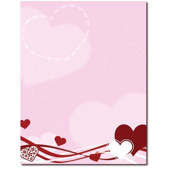Hearts & Swirls Letterhead Laser & Inkjet Printer Paper, 80 Sheet Pack