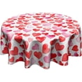 thumbnail image 1 of Hearts Tablecloth Round 60 Inch - Valentine''s Day Table Cloth Romantic Love Tablecloths Mother''s Day Table Cover for Kitchen Party Picnic Dining, 1 of 6