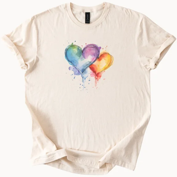 Hearts Tee Love Shirt Artistic Graphic Top, Vintage T-Shirt - All Sizes S-5Xl, Gategoo