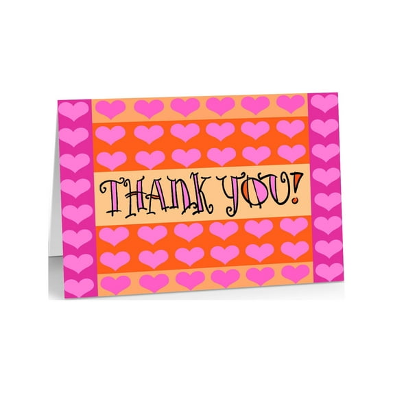 Hearts Thank You Note Card - 10 Cards and Envelopes - 14239