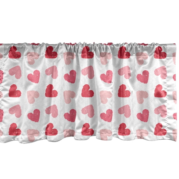 Ambesonne Hearts Valance Pack of 2, Valentines Romance , 54"X12", Blush Pastel Pink