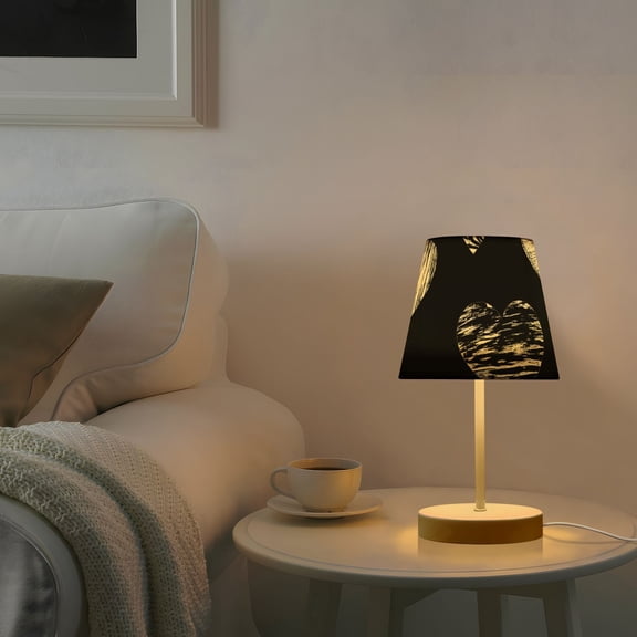 Hearts Zebra Stripes Desk Lamp 3 Color Modes LED Table Lamp Nightstand Reading Light for Bedroom Living Room