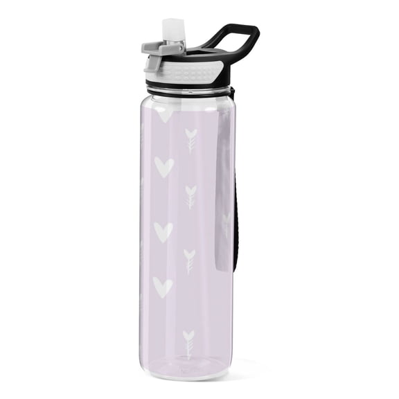 Hearts and Arrows Pattern 1000ml Tritan Sport Bottle Straw LeakProof Food-Grade Portable Wide Handle