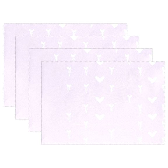 Hearts and Arrows Pattern 4-Piece 12x18in Heat-Proof Place Mats Set, Non-Slip for Family Dining