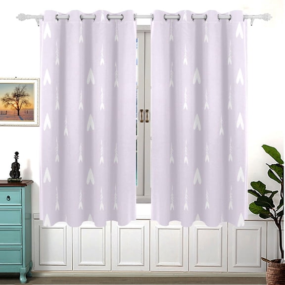 Hearts and Arrows Pattern 63x55in Window Curtain Panels 63x55in 2-Piece Heavy Duty 80% Light Blocking
