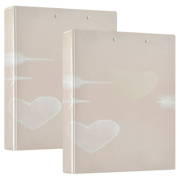 Hearts and Arrows Pattern Design 12.4x10.6in PVC Round Ring Binder, D-Ring 3-Hole, Metal Clip, 200 Sheets