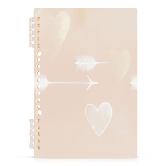 Hearts and Arrows Pattern Design A5 8.3x5.7in PP Notebook, Adjustable Rings, 60 Sheets, Diary or Journey Note