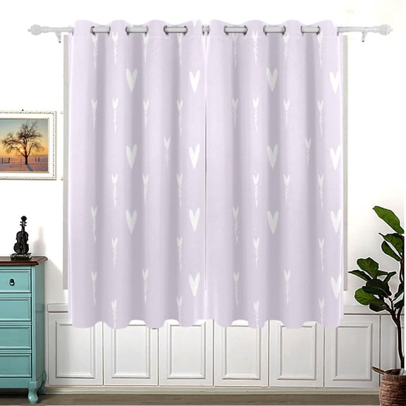 Hearts and Arrows Pattern Thermal Blackout Curtains 63x55 Inch 2 Panels Grommet Window Drapes for Bedroom Living Room