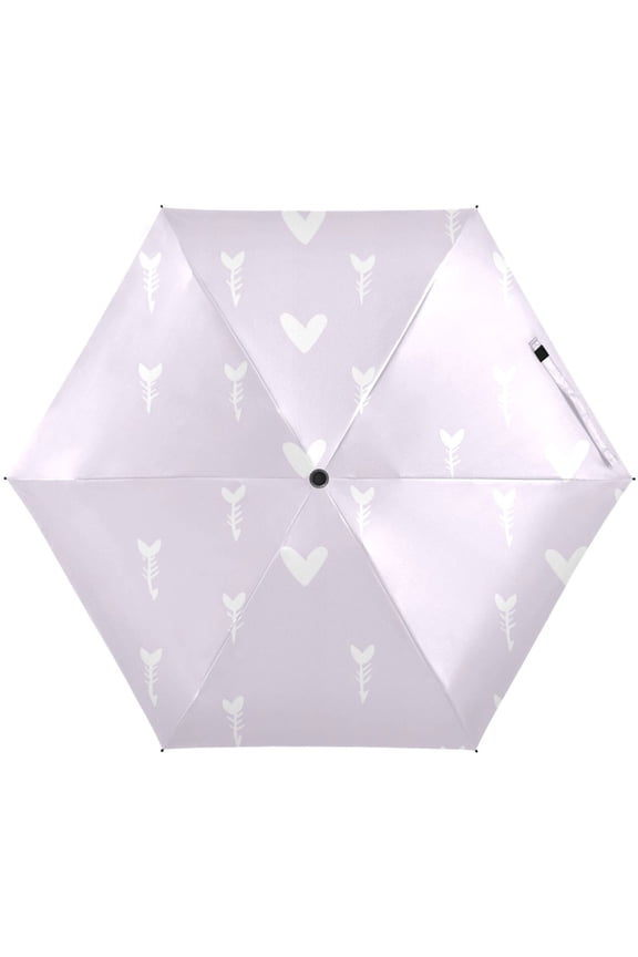Hearts and Arrows Pattern Umbrellas for Sun Auto Open Close UV50+ Waterproof 5-Fold Compact Fiberglass Frame