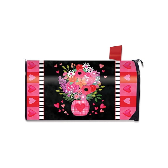 Briarwood Lane Valentine's Mailbox Cover  - Standard Size - Hearts and Flowers For Valentine's Mailbox Cover