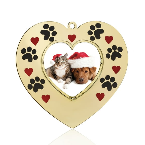 Hearts and Paws Gold Pet Dog Heart Picture Frame Ornament