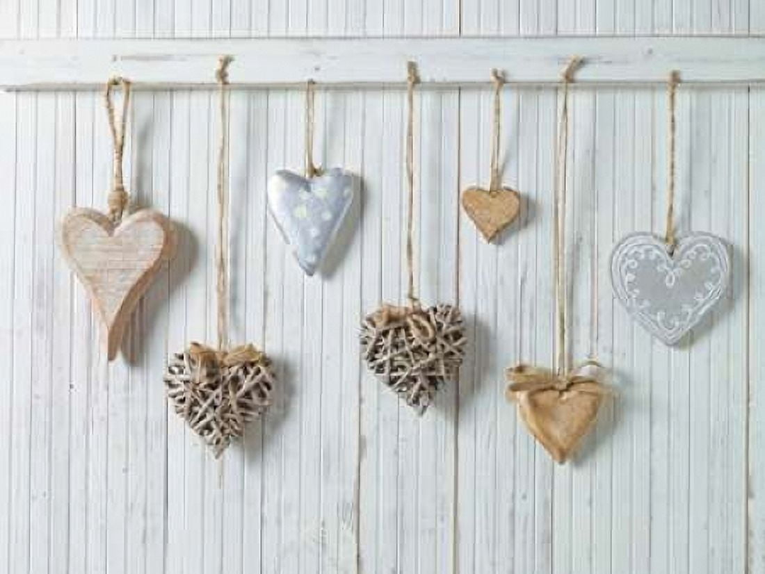 Hearts hanging on wooden background Canvas Art - Assaf Frank (18 x 24)